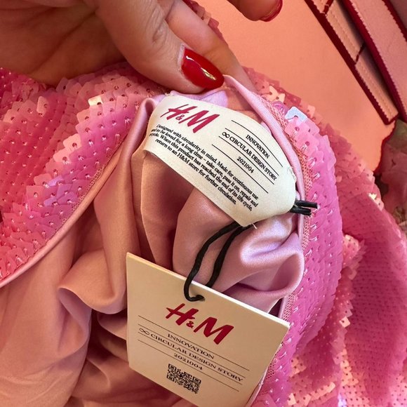 H&M studio innovation dress size small uk 8-10 pink nwt sequins pink - Picture 5 of 7